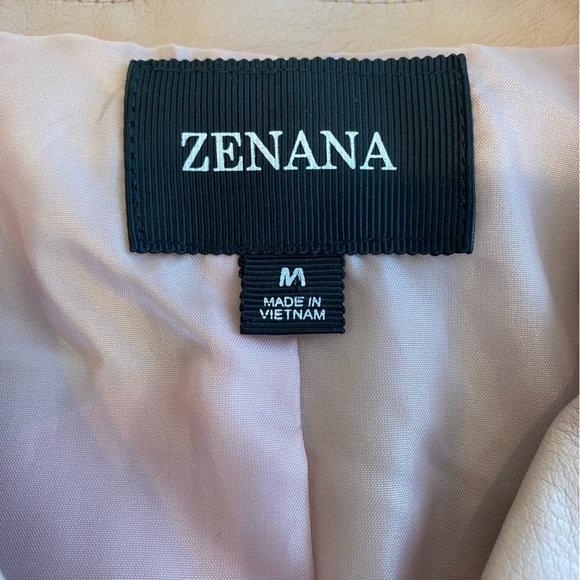 Zenana Star Moto Jacket Faux Leather, Pink Size Medium - Picture 7 of 10